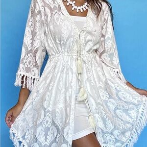 Antica sartoria Elegant White Lace Swim Cover-Up NWT O/S